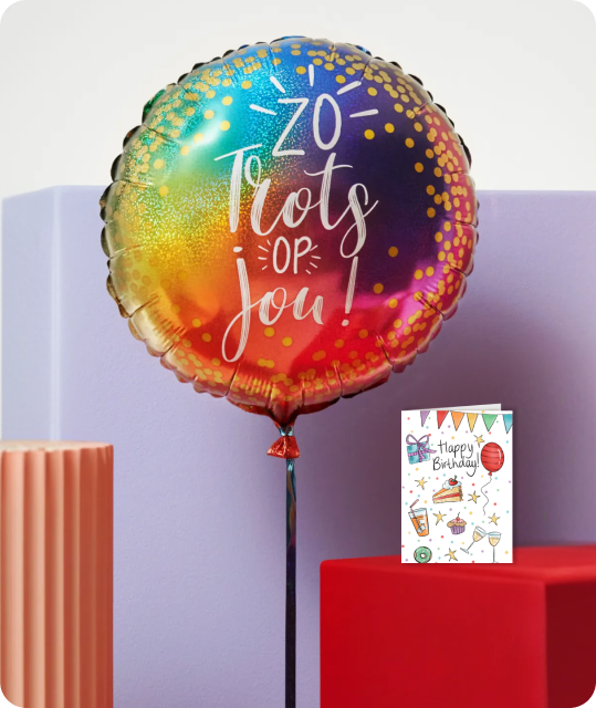 Een ballon met de tekst: Zo tros op jou 