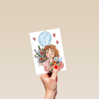 Beterschapskaart Fruitmand bloemen ballon Matia studio