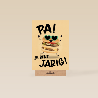 verjaardagskaart met hamburger voor pa