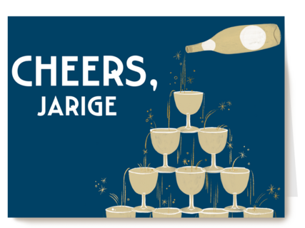 verjaardag kaart champagnetoren