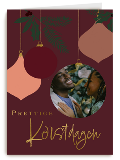 Kerst fotokaart Kerstbal Rood