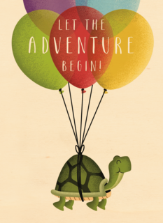 schildpad aan ballonnen