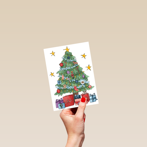 kerstkaart hip kerstboom getekend matia studio