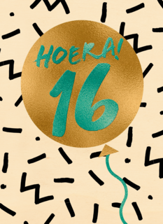 Verjaardagskaart hoera 16 tiener jongen