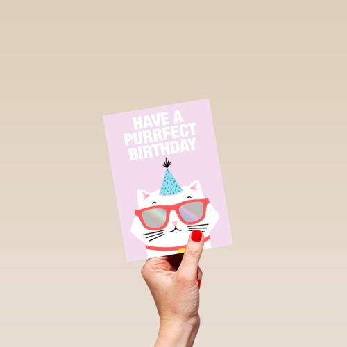 Verjaardagskaart tiener meisje Have a purrfect birthday