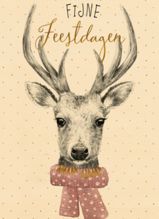 kerstkaart hert fijne feestdagen