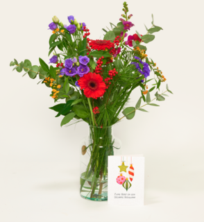 Boeket Bloemen Joyful Season Met Vaas