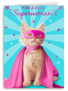 moederdag kaart grappig for a real superwoman kat