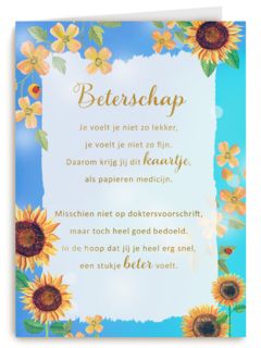 Beterschapskaart zonnebloemen More than words