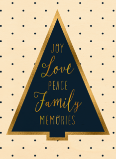 Kerstkaart kerstboom stijlvol joy peace
