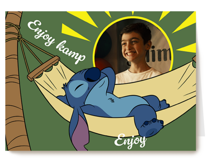 Stitch enjoy op kamp fotokaart