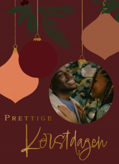 Kerst fotokaart Kerstbal Rood