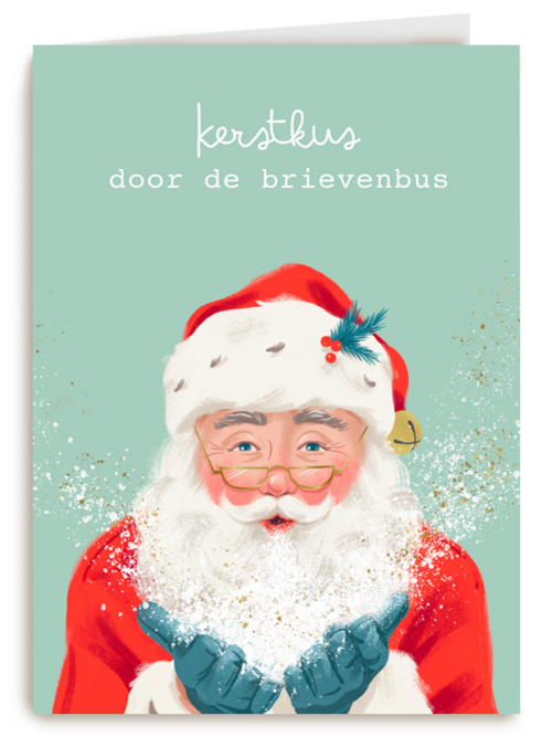 Kerstkaart kerstman kerstkus