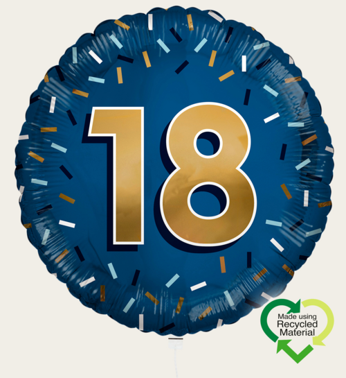 Ballon 18e Verjaardag Blauw Goud Eco