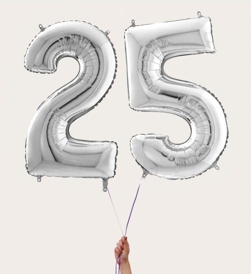 Cijferballon 25 Jaar Zilver XL