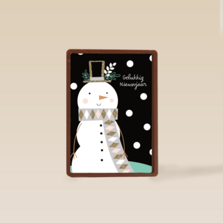 nieuwjaarskaart sneeuwpop