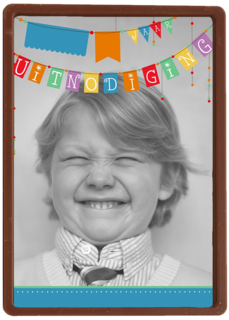 fotokaart uitnodiging gekleurde vlaggetjes