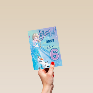 Frozen verjaardagskaart 6 jaar Elsa Olaf