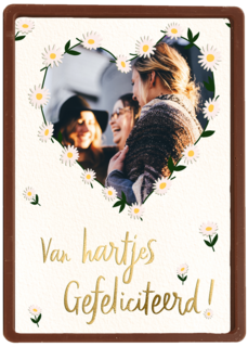 Verjaardagskaart hartjes gefeliciteerd bloem