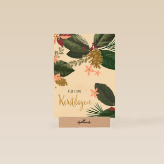 Kerstkaart fijne feestdagen kerstbloemen