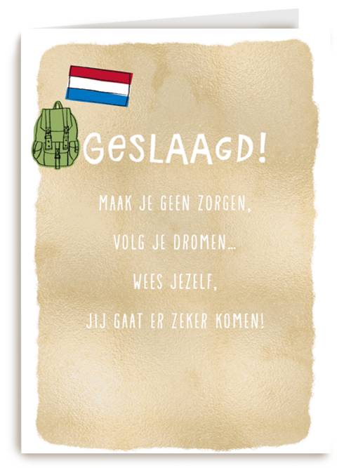 geslaagd kaart volg je dromen nederlandse vlag