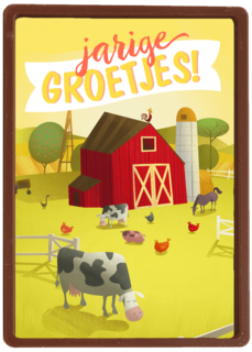 Verjaardagskaart boerderij met koe