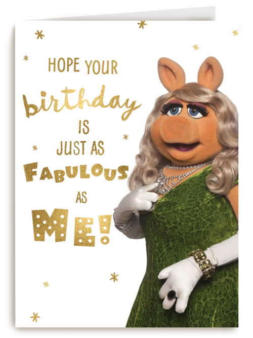 verjaardag kaart muppets miss piggy fabulous