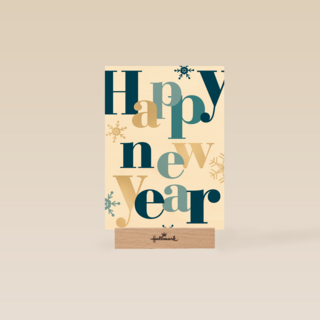 nieuwjaarskaart happy new year met ijskristallen