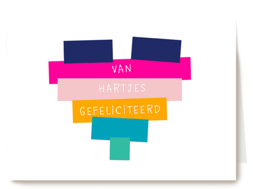 verjaardag kaart stijlvol van hartjes gefeliciteerd