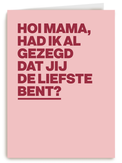 moederdag kaart hip de liefste