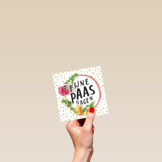frisse fijne paasdagen kaart met bloemen en stippen