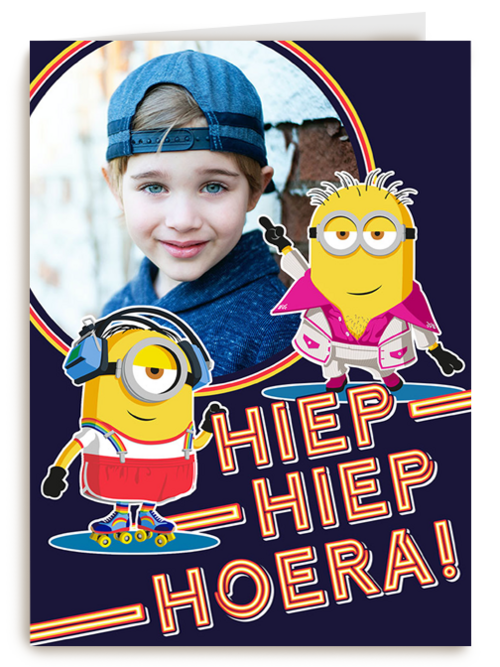 Minions fotokaart hiep hiep hoera