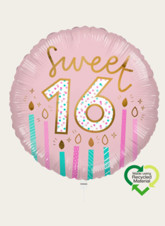 Ballon Verjaardag Sweet Sixteen Roze Eco