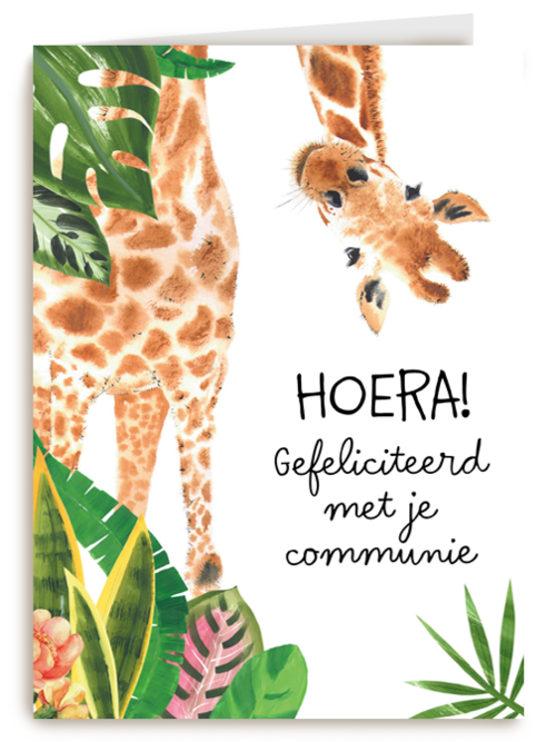 Hoera giraffe gefeliciteerd met je communie