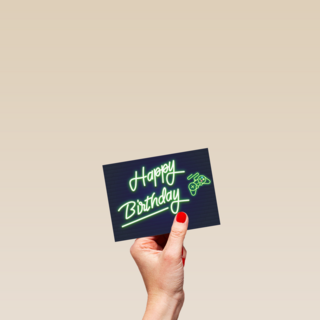 Verjaardagskaart Happy Birthday neon