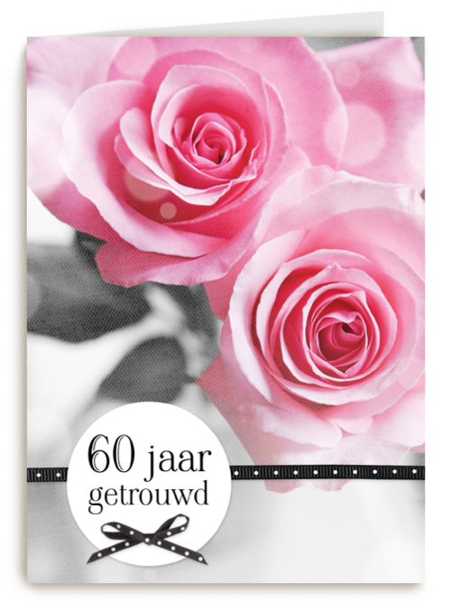 twee roze rozen 60 jaar getrouwd