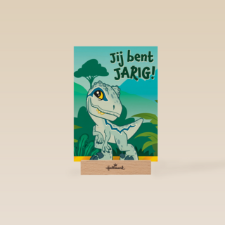 Blauwe dino verjaardagskaart