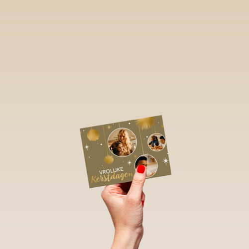 kerstkaart fotokaart vrolijke kerstdagen 3 kaders
