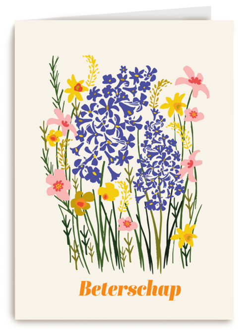 Beterschapskaart klassiek met bloemen