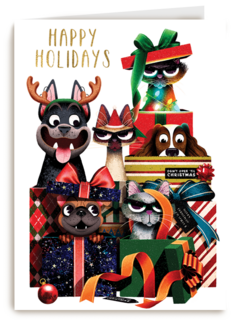 Kerstkaart Folio cats and dogs