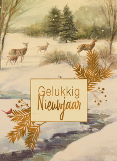 nieuwjaarskaart klassiek gelukkig nieuwjaar herten