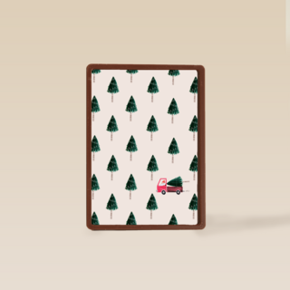 Kerstkaart kerstbomen met vrachtwagen