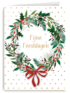 Kerstkaart klassiek Kerstkrans Fijne feestdagen