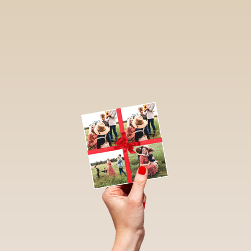 een mooie strik op de kerst fotokaart