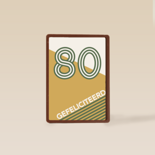 verjaardagskaart 80 op bruine achtergrond