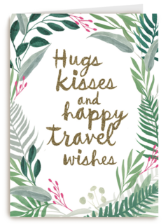 botanical kaart hugs kisses and happy travel wishes