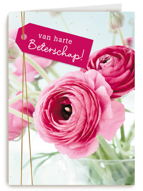 Beterschapskaart vrouw Bloemen Van harte beterschap