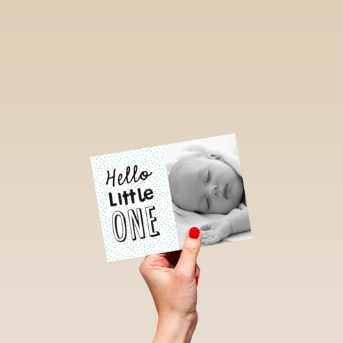 fotokaart hello little one blauw