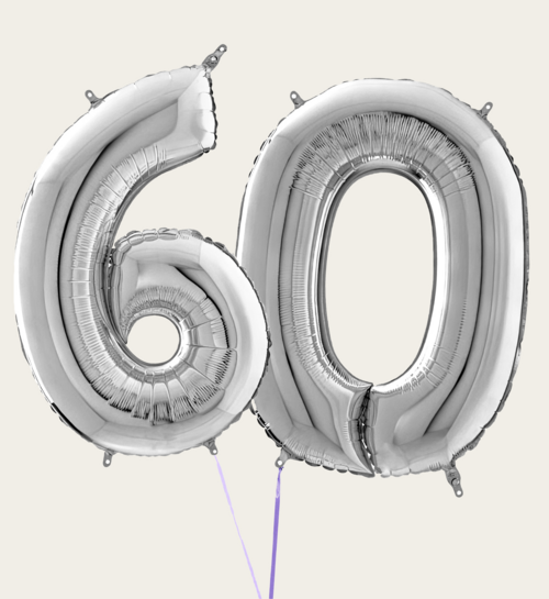 Cijferballon 60 Jaar Zilver XL