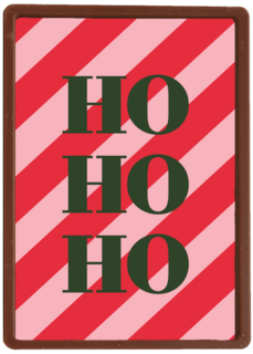 kerstkaart hohoho op rood roze achtergrond